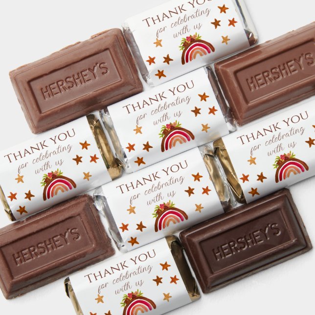 Bohemian Boho Rainbow Baby Shower Thank you Gifts Hershey's Miniatures (Assorted)