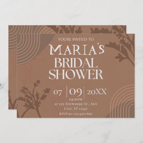 Bohemian Boho Rust Custom Bridal Shower  Invitation