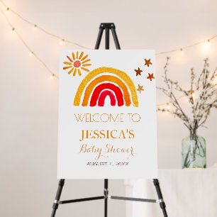 Bohemian Boho Sun Rainbow Baby Shower Welcome Sign