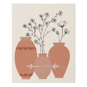 Bohemian Boho Terracotta Faux Wrapped Canvas Print