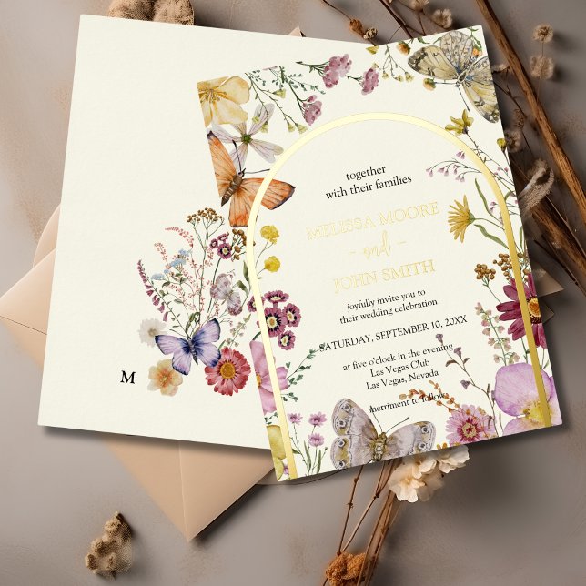 Bohemian Boho Wildflower Wedding Foil Invitation (Creator Uploaded)