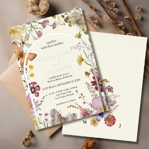 Bohemian Boho Wildflower Wedding Foil Invitation
