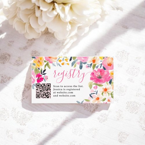 Bohemian bold floral bridal shower registry enclosure card