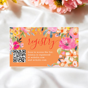 Bohemian bold floral bridal shower registry enclosure card