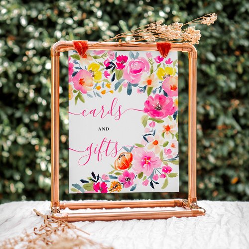 Bohemian bold floral watercolor bridal sign