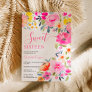 Bohemian bold floral watercolor pink Sweet 16 Invitation