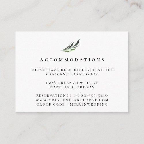 Bohemian Botanical Branch Wedding Accommodations Enclosure Card