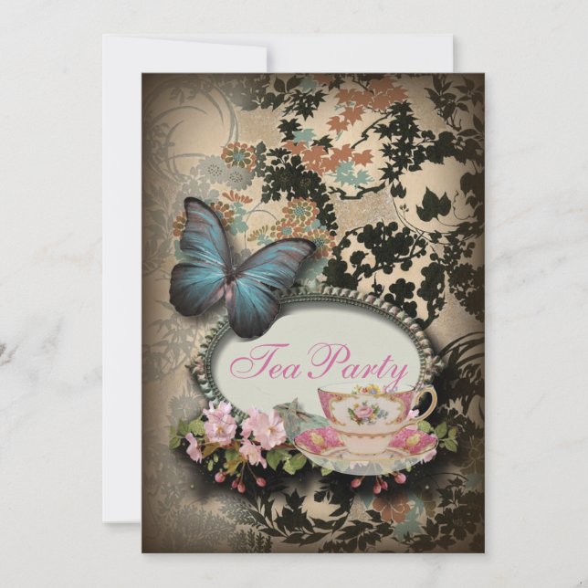Bohemian Botanical butterfly Paris bridal shower Invitation (Front)