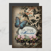 Bohemian Botanical butterfly Paris bridal shower Invitation (Front/Back)