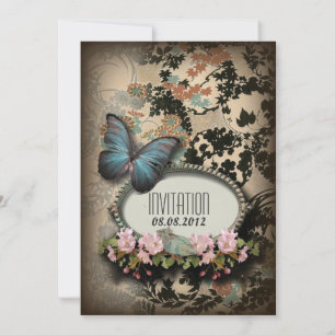 Bohemian Botanical butterfly Paris bridal shower Invitation