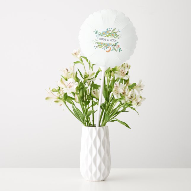 Bohemian Botanical Green & blue Floral folk art Balloon (Vase)