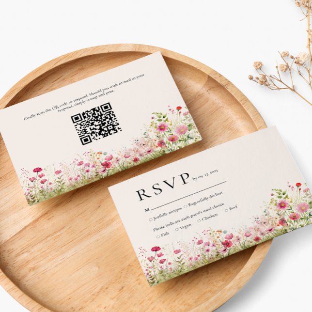Bohemian botanical online QR code Wedding RSVP Card (Creator Uploaded)