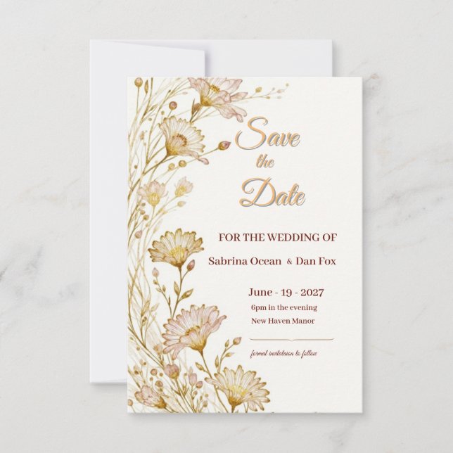Bohemian, botanical style Save The Date (Front)