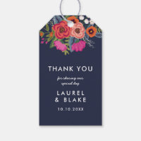 Bohemian Bouquet - Navy Blue - Thank You Gift Tags