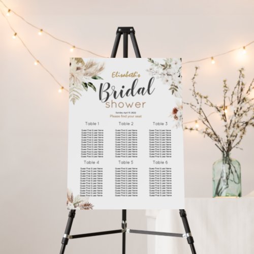 Bohemian Bridal Shower Seating Chart Foam Board