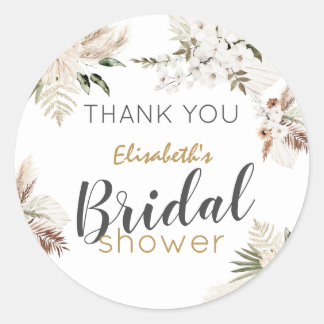 Bohemian Bridal Shower Thank You Classic Round Sti Classic Round Sticker