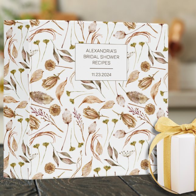 Bohemian Brown & White Bridal Shower Recipe  3 Ring Binder (Creator Uploaded)