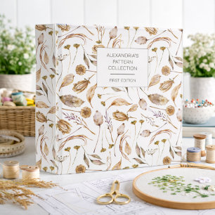 Bohemian Brown & White Floral Pattern Keeper 3 Ring Binder