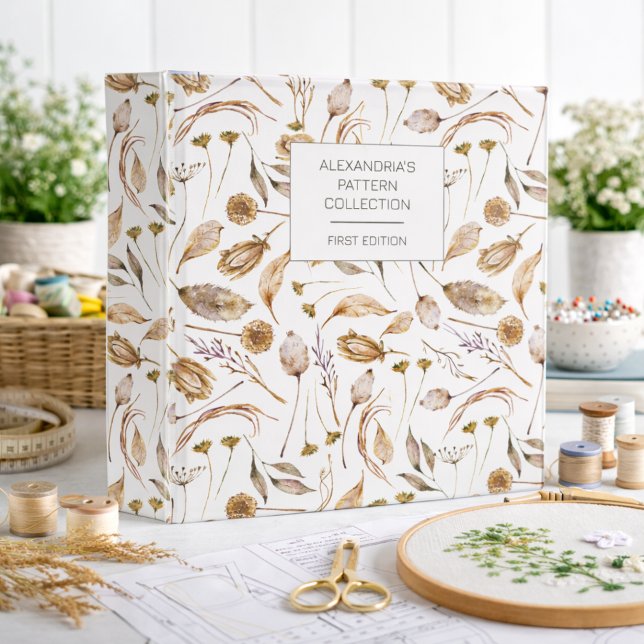 Bohemian Brown & White Floral Pattern Keeper 3 Ring Binder (Creator Uploaded)