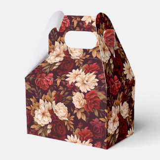 Bohemian burgundy beige flowers favor boxes
