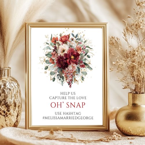 Bohemian Burgundy Fall Floral Oh Snap Tabletop Poster