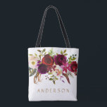 Bohemian Burgundy Marsala Watercolor Floral Tote Bag<br><div class="desc">Bohemian style Allover Print Tote Bag featuring watercolor illustration of burgundy,  Marsala,  red and pink peonies and roses with feathers accent. This is perfect for autumn | fall and winter events.  Matching items are also available.</div>