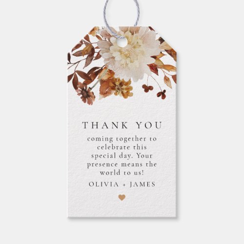Bohemian Burnt Orange Fall Floral Thank You Favor  Gift Tags