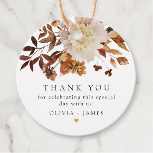 Bohemian Burnt Orange Fall Floral Thank You Favor Tags