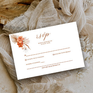 Bohemian Burnt-Orange Floral Rustic Wedding RSVP Card