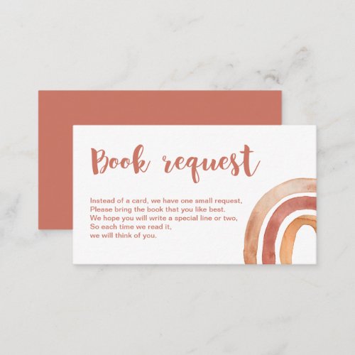 Bohemian Burnt Rainbow Baby Shower Book Request Enclosure Card