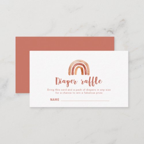 Bohemian Burnt Rainbow Baby Shower Diapper Raffle Enclosure Card