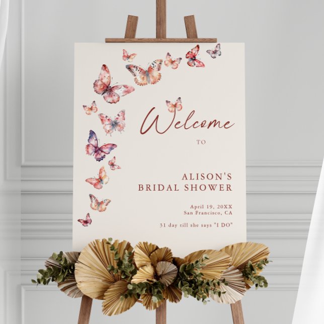 Bohemian Butterfly Bridal Shower Welcome Sign (Creator Uploaded)
