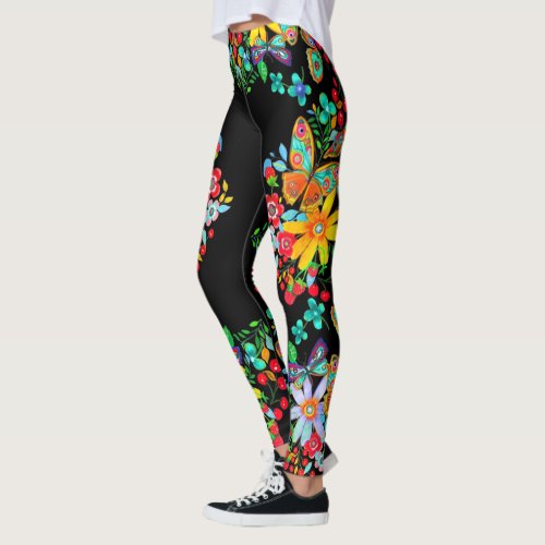 Bohemian Butterfly Floral  Leggings