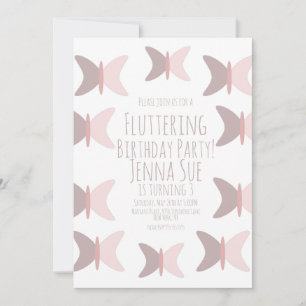 Bohemian Butterfly Pastel Pink Birthday Invitation