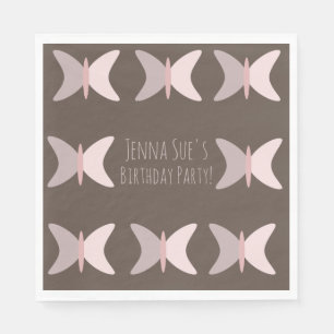 Bohemian Butterfly Pastel Pink Birthday  Napkins