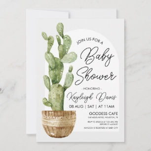Bohemian Cactus Baby Shower Succulent Invitation