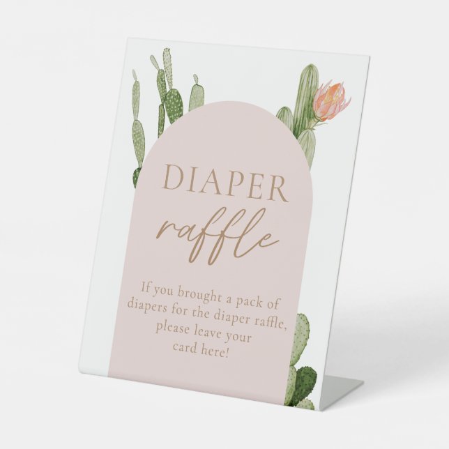 Bohemian Cactus Desert Diaper Raffle Sign (Front)