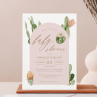 Bohemian Cactus Desert Pink Baby Shower Invitation