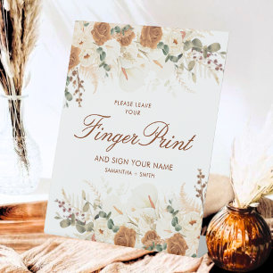 Bohemian Calla Lilies Fingerprint Guest Pedestal Sign