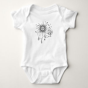 Bohemian Celestial Sun and Stars Illustration Baby Bodysuit
