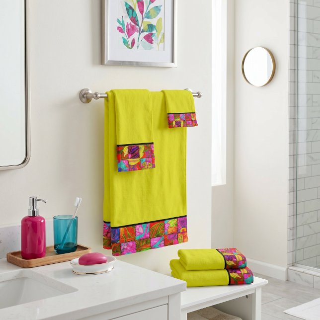 Bohemian checkered floral bath towel set (Creator Uploaded)