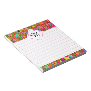 Bohemian checkered floral notepad