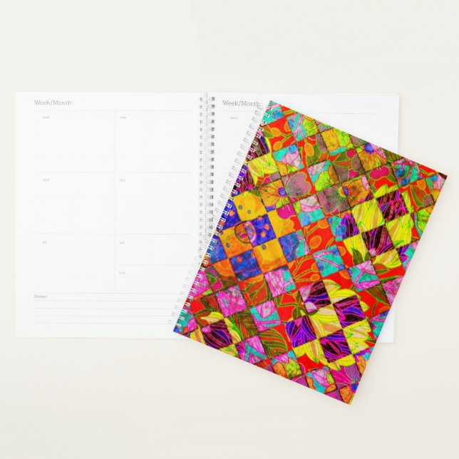 Bohemian checkered floral planner (Display)