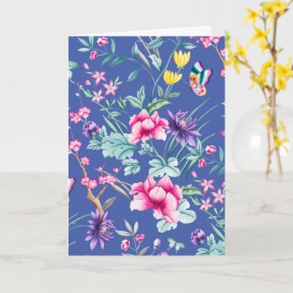Bohemian Chic Blue Flowers & Butterflies