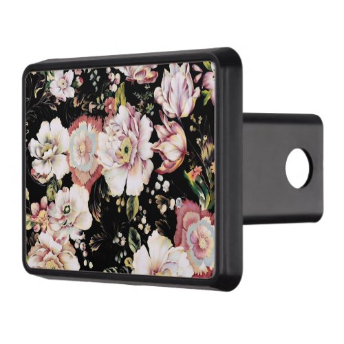 bohemian chic blush pink flowers dark floral hitch cover