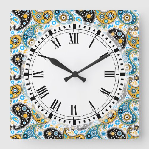 Bohemian Chic Country Kitchen Paisley Square Wall Clock