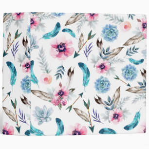 Bohemian Chic Floral Boho Girl 3 Ring Binder