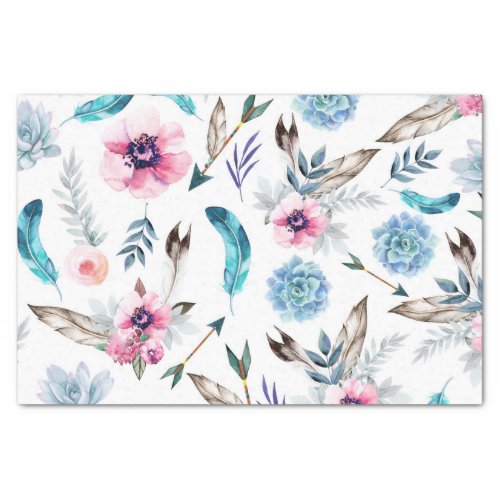 Bohemian Chic Floral Boho Girl Tissue Paper