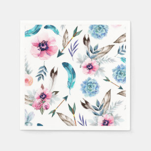 Bohemian Chic Floral Boho Girls Birthday Party Napkins