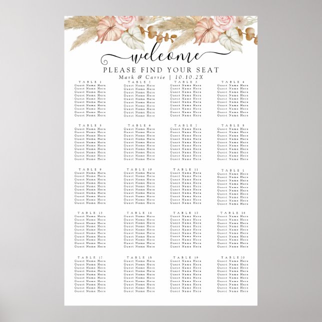 Bohemian Chic Floral Seating Chart (Front)